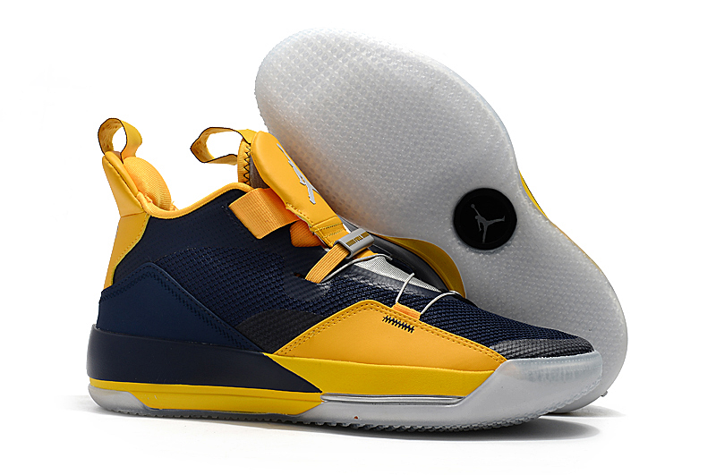 New Air Jordan 33 Deep Blue Yellow Shoes - Click Image to Close